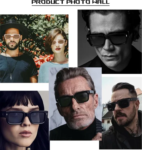 Vista 4 de GOBIGER Gafas de sol cuadradas de moda para mujeres y hombres, anteojos rectangulares de moda gruesos