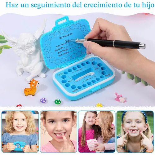 Vista 4 de Soportes de dientes para recuerdo de niños, caja de recuerdo de dientes de bebé, protector de dientes, contenedor de dientes para dientes perdidos