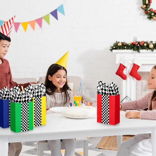 Vista 7 de Glenmal Paquete de 16 bolsas de regalo para autos de carreras con papel de seda a granel de 8.3 x 5.9 x 3.1 pulgadas, bolsas de recuerdo de fiesta