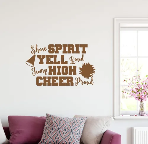 Vista 10 de 38"x24" Show Espíritu Yell Loud Jump alta Cheer orgullosos pompones animadora del megáfono calcomanía decorativo para pared arte mural decoración