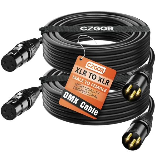 Vista 13 de Cable DMX de 6.5 pies, 8 unidades, cables XLR flexibles chapados