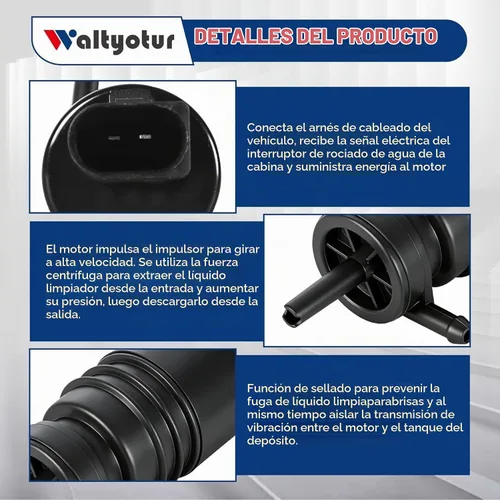 Vista 2 de waltyotur Bomba de lavador de parabrisas con retén de reemplazo para Ram 1500 2500 3500 2009-2017 68071576AA