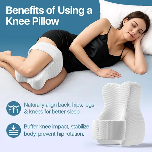 Vista 6 de Almohada de rodilla para dormir de lado, almohada grande y cómoda de espuma viscoelástica para dormir de lado, correa ajustable, almohada