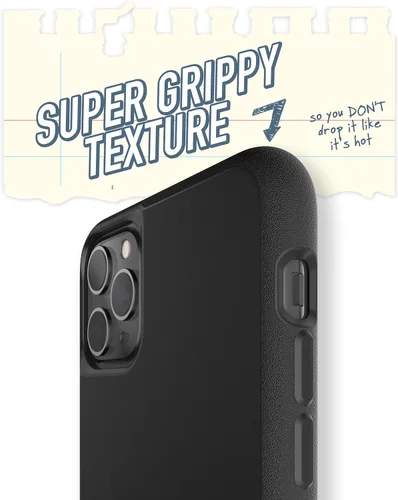 Vista 3 de Smartish iPhone 11 Pro Max Slim MagSafe, Gripmunk, agarre magnético delgado Asunto de corbata negra (MagSafe)