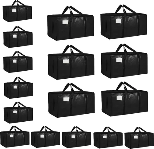 Vista 43 de Paquete de 4 bolsas de mudanza extra grandes y resistentes, bolsas de almacenamiento impermeables con asas y cremalleras, plegables para dormitorio