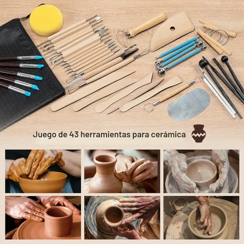 Vista 7 de Amrules - Kit de herramientas de escultura de arcilla polimérica de 43 piezas para adultos, color amarillo claro