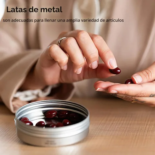 Vista 5 de Paquete de 12 latas de 2 onzas con tapas, pequeños recipientes de metal Plata
