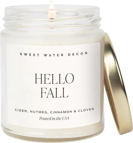 Vista 17 de Sweet Water Decor - Vela de soja Cinnamon Roll, con perfume otoñal de canela, glaseado y tarta mantecosa, frasco transparente de 9 oz con tapa