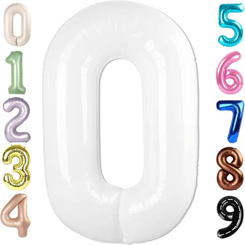 Vista 90 de Globos del números 0 de 40 pulgadas para formar los números 10, 20, 30, 40, 50, 60, 70, 80, 90, 100, para decoración de cumpleaños, bodas, eventos