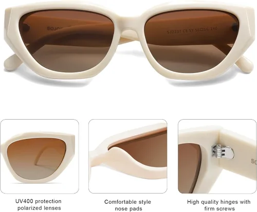 Vista 36 de SOJOS Gafas de sol polarizadas de ojo de gato lindo de moda para mujer Cateye SJ2237