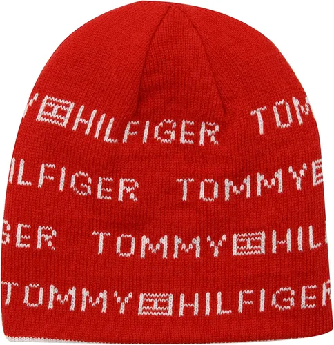 Vista 2 de Tommy Hilfiger Gorro para niñas, bandera blanca reversible, talla única, Bandera blanca reversible