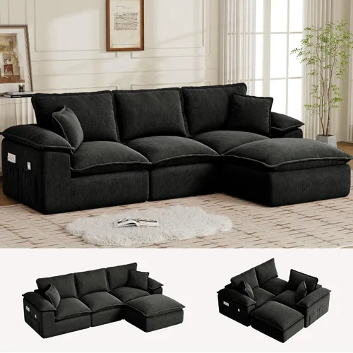 Vista 9 de Korser Sofás seccionales de 108 pulgadas para sala de estar, sofá modular sin hueso con asiento profundo y cojín esponjoso, acogedor sofá acolchado