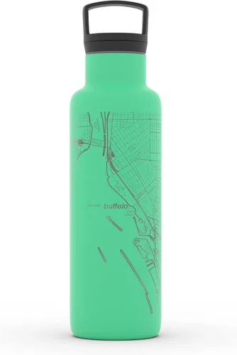 Vista 56 de Well Told Botella de agua aislada con mapa de Washington DC grabado, botella de acero inoxidable grabada (21 onzas, blanco) botella aislada de mapa