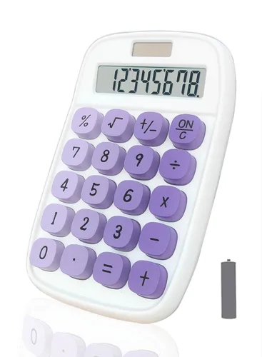 Vista 9 de Calculadora linda, calculadora mecánica (rosa) Pantalla LCD grande Pantalla de inclinación de 8 dígitos y botón grande para profesores estudiantes