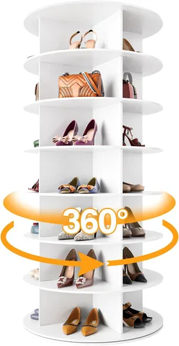 Vista 7 de MAGIC UNION Torre giratoria para zapatos, bolsa giratoria de 7 niveles, organizador Lazy Susan, estante giratorio de 360°, armario de carrusel