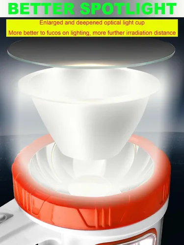 Vista 6 de SUYOOULIN Linterna LED recargable solar, súper brillante, 10000 lm, reflector LED de mano, linterna de campamento, luz de trabajo, 5 modos de luz