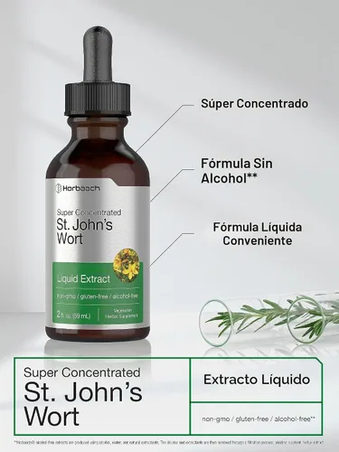 Vista 3 de Horbäach St Johns Wort Tintura 2 onzas líquidas Sin alcohol