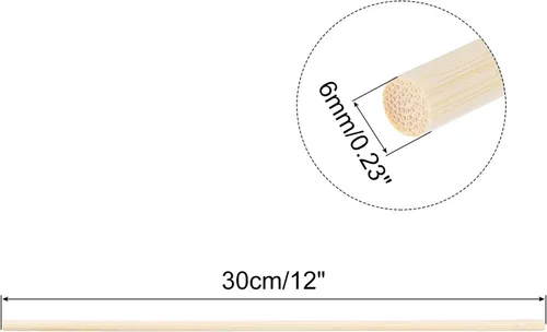 Vista 2 de MECCANIXITY Varillas de madera de 11.8 in, 12 varillas redondas de madera, palo de bambú de 0.23 pulgadas para manualidades, accesorios de cabina