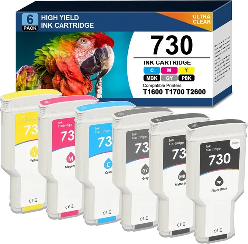 Vista 18 de 728 cartuchos de tinta F9J68A F9K17A F9K16A F9K16A F9K15A compatibles con impresoras de trazador de gran formato HP T830 MFP T730, 10.1 fl oz, negro