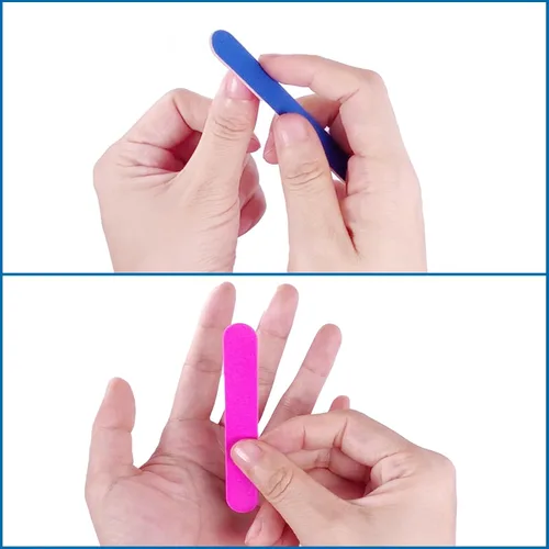 Vista 5 de Emery Boards para uñas, 100 limas de uñas para uñas naturales, pequeñas, desechables, de doble cara, lima de uñas coloridas, a granel para el hogar