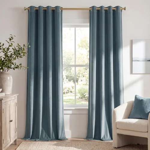 Vista 25 de StangH Cortinas de terciopelo gris de 84 pulgadas para oscurecer la habitación, con aislamiento térmico, cortinas gruesas y pesadas para sala
