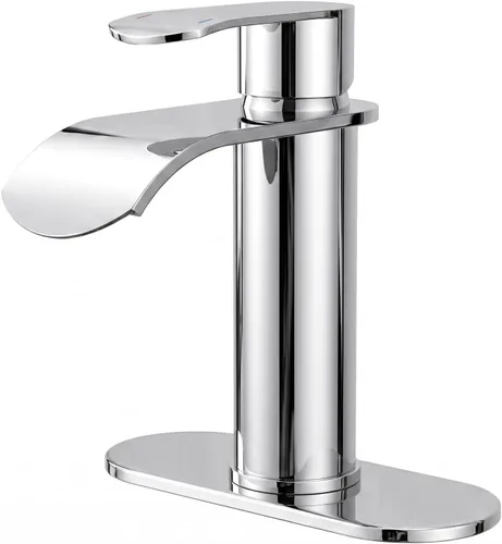 Vista 17 de Canilla para lavabo de recipiente color negro para baño: WOWOW - Canilla de baño alta de una sola manija - Canilla mezcladora de caída en cascada