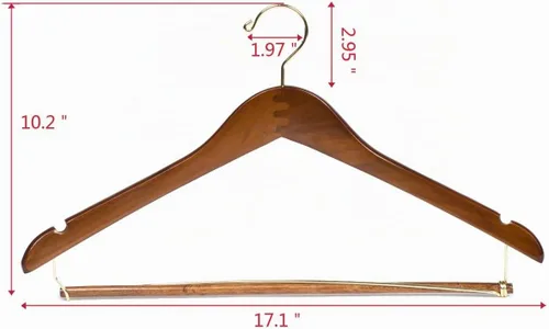 Vista 9 de Quality Hangers Perchas de madera hermosas y resistentes para trajes, perchas curvadas ideales para viajeros, perchas resistentes con barra