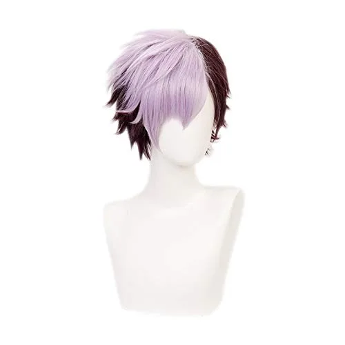 Vista 6 de Aseo-kun Hanako-kun Cosplay Pelucas Tsuchigomori mezcla púrpura corto sintético peluca de anime disfraz de juego de rol peluca REYHS