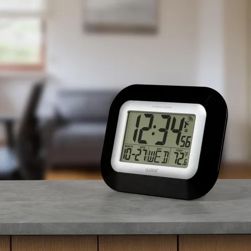 Vista 6 de La Crosse Technology, WT-8005U, 9 pulgadas. Reloj atómico digital de pared, Plástico, Negro, 1