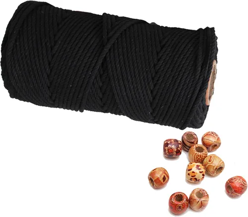 Vista 11 de Cordón de macramé beige de 0.078 pulgadas x 220 yardas, cuerda de algodón torcido de 4 hebras natural para colgar en la pared, manualidades, cordel