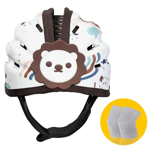 Vista 12 de Protector de cabeza de bebé para gatear y caminar, 6-24 meses (oso marrón) Casco infantil suave anticolisión, transpirable, ultraligero