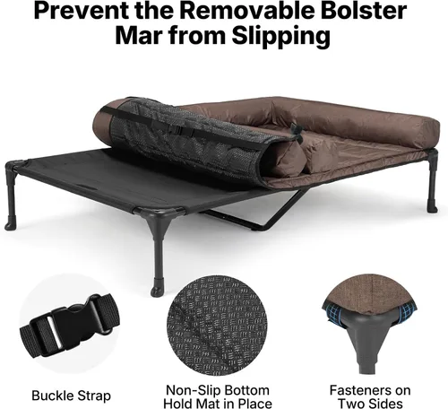 Vista 4 de Veehoo Camas elevadas refrescantes para perros + cojín doble impermeable para dos perros medianos, cuna elevada para mascotas con tapete de apoyo