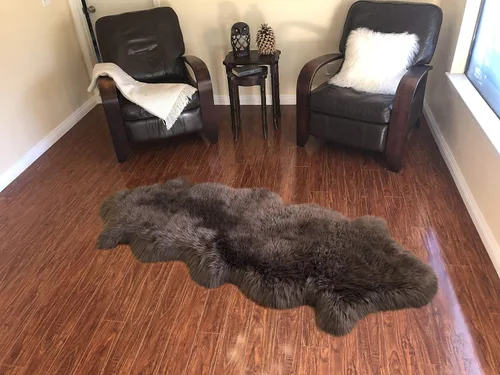 Vista 70 de LAMBZY Alfombra de piel de oveja auténtica, parte inferior gruesa y fuerte, fácilmente lavable, resistente a las manchas, perfecta para sala