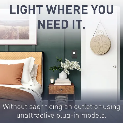 Vista 3 de Legrand Radiant Combination - Interruptor basculante de luz nocturna LED ajustable, 3 vías para pasillo, dormitorio, 5 niveles de luz, NTL873BKCC6