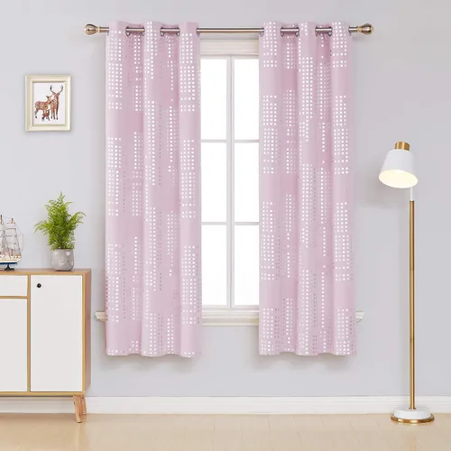 Vista 32 de Deconovo - Cortinas opacas para oscurecer la habitación, con aislamiento térmico, cortinas con ojales Rosa