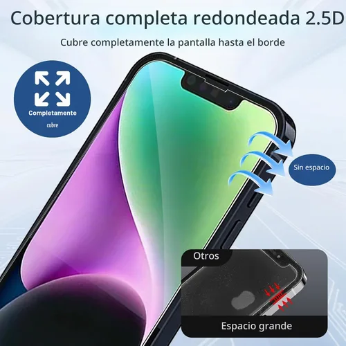 Vista 7 de Protector de pantalla para iPhone 14, paquete de 2 pantallas frontales y 2 protectores de vidrio traseros, 2 protectores de lente de cámara