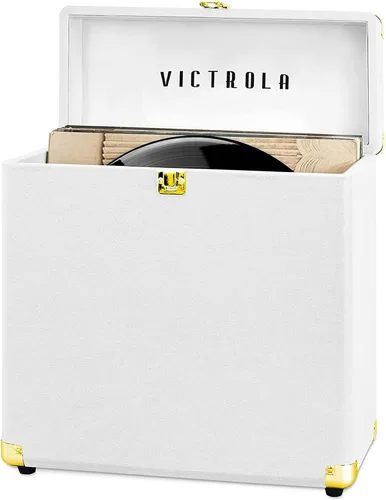 Vista 9 de Victrola Collector – Estuche de almacenamiento para discos de vinilo – Capacidad para más de 30 discos de vinilo para tocadiscos, hardware