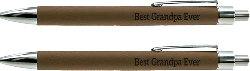 Vista 5 de ThisWear Pluma del Día del Padre para el abuelo Best Grandpa Ever Grandpa Pen Grabado Brown Leatherette Ink Pen