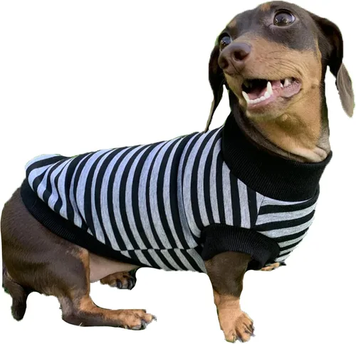 Vista 7 de D Doggy Star - Suéter de perro salchicha para perros, ropa de forro polar, abrigo de invierno (M, bolsillo azul marino)