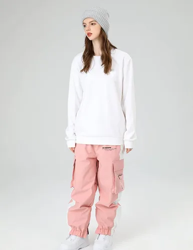 Vista 2 de SEARIPE Pantalones de esquí impermeables para mujer, a prueba de viento, para invierno, cálidos, desmontables, para snowboard