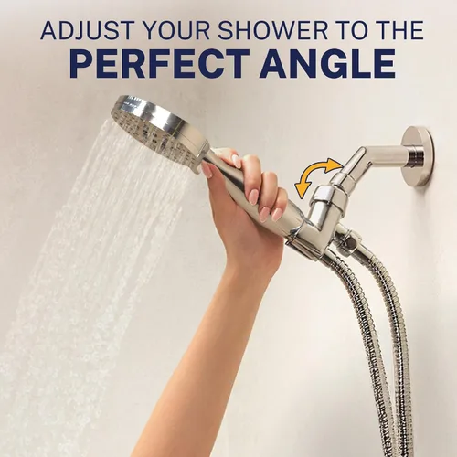 Vista 5 de HammerHead Showers Solid Metal 3-Spray Handheld Shower Head with Long Hose and Holder, High Pressure, Wide/Massage/Mist Sprays, Brushed Nickel, 1.75