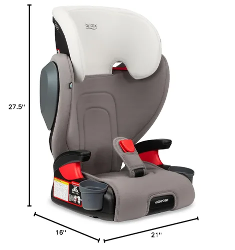 Vista 10 de Britax Highpoint - Asiento elevador de posicionamiento con cinturón y sin espaldar, SafeWash, gris ombré