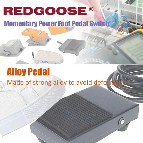 Vista 5 de Interruptor de pedal de pie de potencia momentánea 250VCA 10A SPDT 1NO1NC Interruptor de pie resistente con cable de 6 pies, color negro