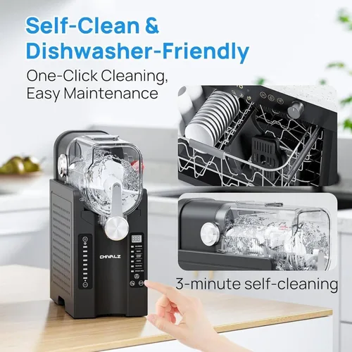 Vista 5 de Máquina profesional de granizado de 1.6 L, máquina de bebidas de acero inoxidable con 6 programas preestablecidos, limpieza automática, perfecta