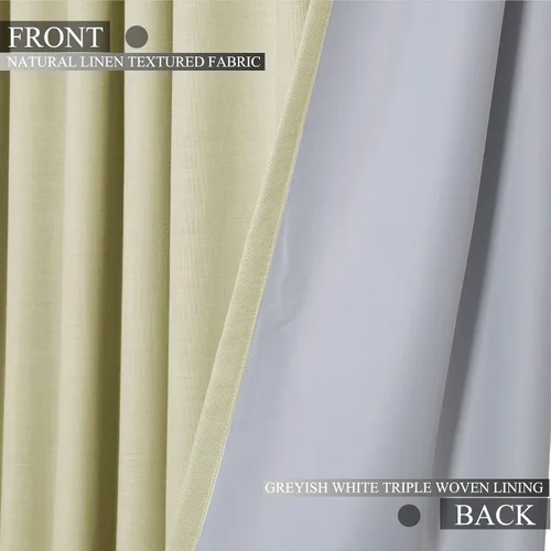 Vista 4 de Fcosie Cortinas plisadas de 50 pulgadas de ancho x 63 pulgadas de largo, cortinas opacas de lino sintético con forro opaco, paneles de cortina