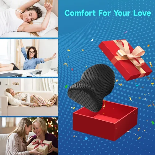 Vista 7 de Almohada de apoyo lumbar para silla de oficina, almohada lumbar de automóvil, cojín de respaldo de espuma viscoelástica con malla 3D transpirable
