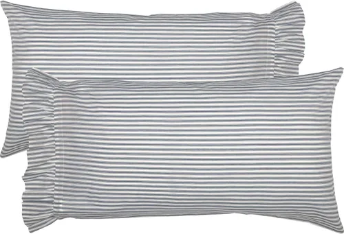 Vista 9 de VHC Brands, Sawyer Mill - Almohada de rayas con volantes, color negro, 14 x 22 pulgadas