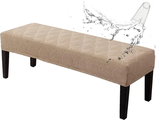 Vista 24 de Genina Fundas impermeables para banco de comedor, protector de asiento de banco de jacquard elástico, funda de banco rectangular para dormitorios