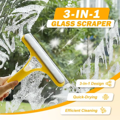 Vista 2 de 3 en 1 Rasqueta de Limpieza de Ventanas, Nueva Escobilla de Ventana 2025 con Spray para Vidrio de Ducha, Herramienta Limpiadora de Ventanas Azul