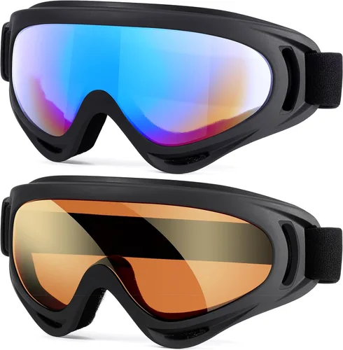 Vista 10 de MAMBAOUT Paquete de 2 gafas de esquí de nieve, gafas de snowboard para hombres, mujeres, jóvenes, niños, niños o niñas